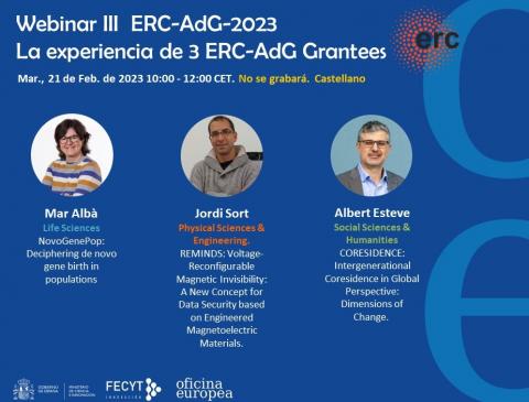 Webinar III: Aprendiendo de ERC-Advanced Grant 2021. La experiencia de 3 ERC Grantees.