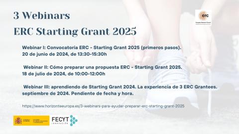 3 Webinars para ayudar a preparar ERC-Starting Grant 2025